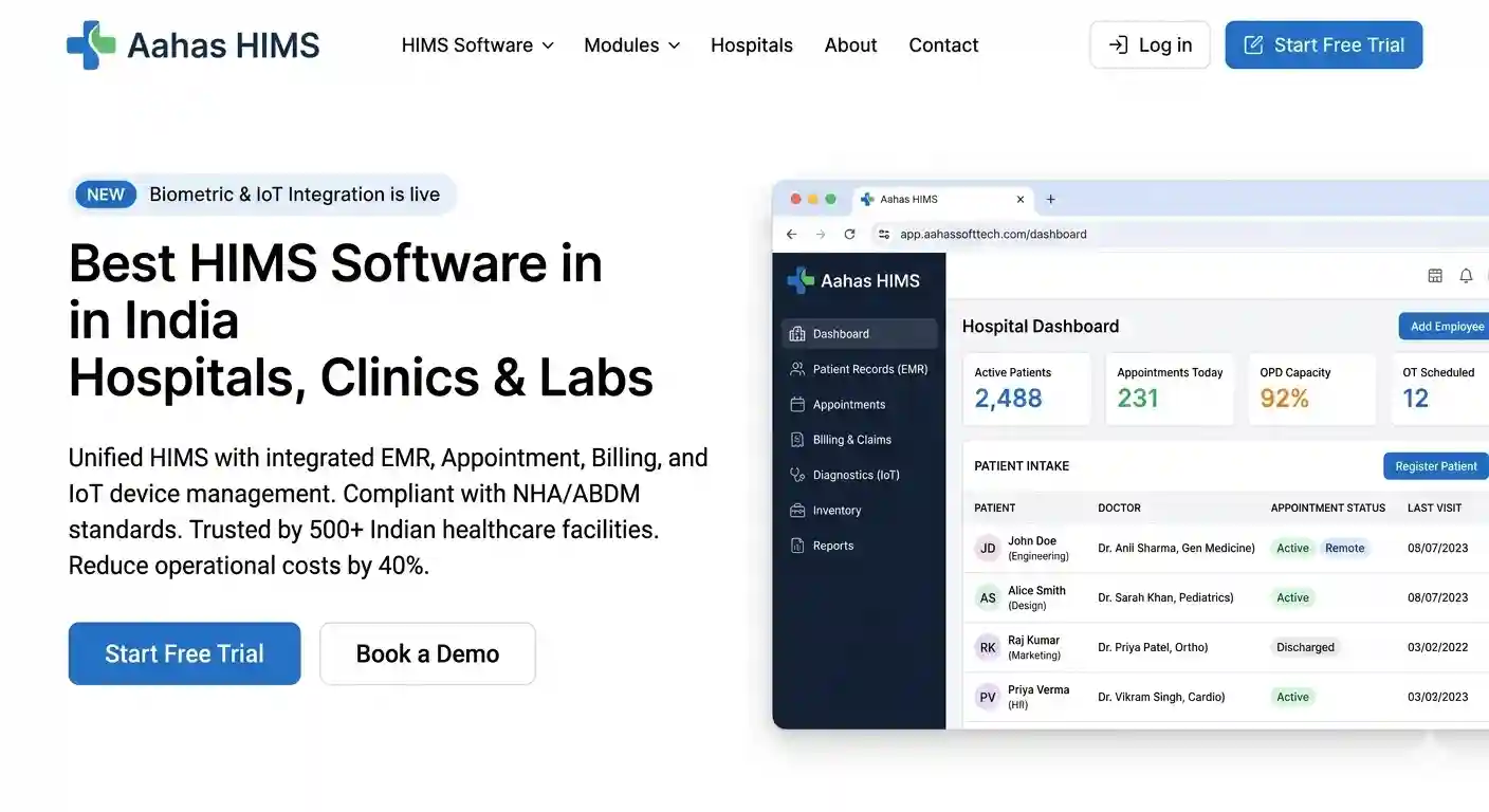 AAHAS HRMS website